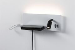 Paulmann PAULMANN LED nástenné svietidlo Serra USB C 2700K / 230V 5,5 / 1x2,6W stmievateľné biela mat/čierna mat 71103