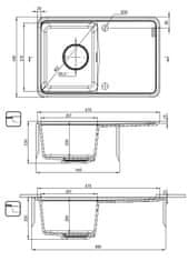 Deante Momi, 1-komorový granitový drez 670x440x230 mm s úsporným sifónom, antracitová metalíza, DEA-ZKM_T11A