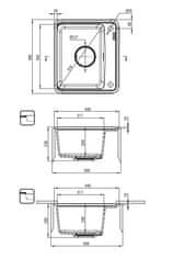 Deante Momi, 1-komorový granitový drez 500x440x230 mm s úsporným sifónom, antracitová, DEA-ZKM_T103
