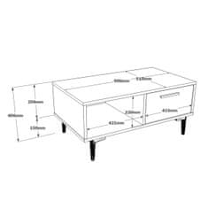 VerDesign MISSI 3 moderný konferenčný stolík, farba betón/borovica