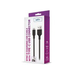 setty. USB - USB-C kábel 1,0 m 2A, čierna (GSM109587)