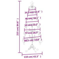 Vidaxl Kovový vianočný dekoratívny stromček čierny 215 cm