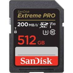 SanDisk Extreme PRO/SDXC/512GB/200MBps/UHS-I U3 / Class 10/Čierna