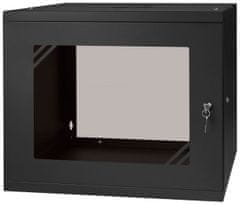 RACK 19'' 9U 600x450mm BLACK Sklenené dvere