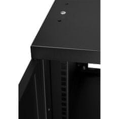 RACK 19'' 9U 600x450mm BLACK Sklenené dvere