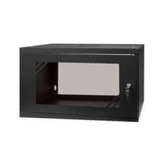 19'' RACK 6U 600x450mm BLACK Sklenené dvere