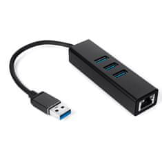 Multiport USB na 3 USB + RJ45 SPU-M07 čierny