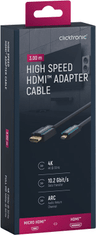 CLICKTRONIC HDMI - micro HDMI 2.0 4K 60Hz 3m kábel