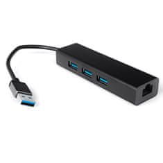 Multiportový USB HUB pre 3 USB + RJ45 SPU-M06 čierny