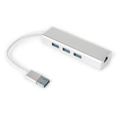 Multiport USB na 3 USB + RJ45 SPU-M06 strieborný