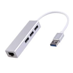 Multiport USB na 3 USB + RJ45 SPU-M06 strieborný