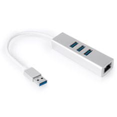 Multiport USB na 3 USB + RJ45 SPU-M07 strieborný