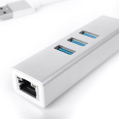 Multiport USB na 3 USB + RJ45 SPU-M07 strieborný