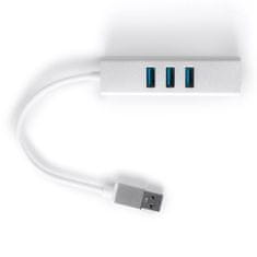 Multiport USB na 3 USB + RJ45 SPU-M07 strieborný