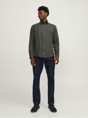 Jack&Jones Pánska košeľa JPRBLABELFAST Comfort Fit 12239027 Olive Night (Veľkosť S)