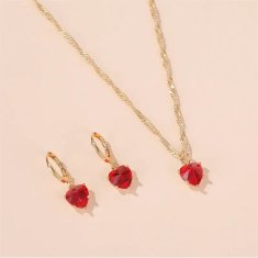 IZMAEL Set Zircon Love-Zlatá/Červená KP28405