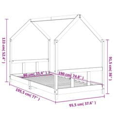 Vidaxl Rám detskej postele čierny 90x190 cm masívna borovica