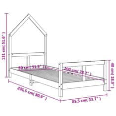 Vidaxl Rám detskej postele biely 80x200 cm masívna borovica