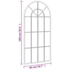 Vidaxl Nástenné zrkadlo čierne 50x100 cm oblúkové železné