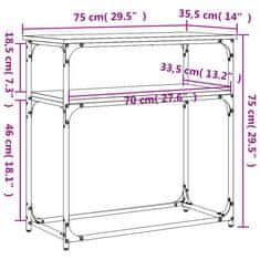 Vidaxl Konzolový stolík sivý sonoma 75x35,5x75 cm kompozitné drevo