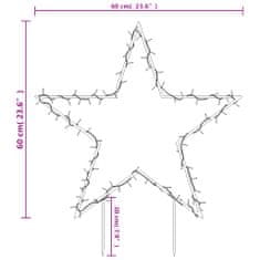 Vidaxl Vianočná svetelná dekorácia s hrotmi hviezda 80 LED 60 cm