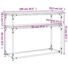 Vidaxl Konzolový stolík dymový dub 100x35,5x75 cm kompozitné drevo