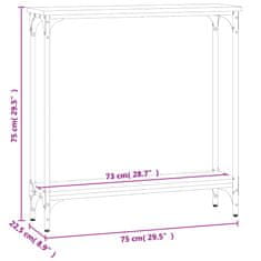 Vidaxl Konzolový stolík hnedý dub 75x22,5x75 cm kompozitné drevo