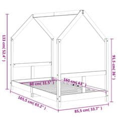 Vidaxl Rám detskej postele biely 80x160 cm masívna borovica