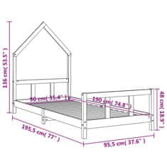 Vidaxl Rám detskej postele biely 90x190 cm masívna borovica