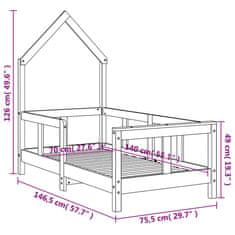 Vidaxl Rám detskej postele čierny 70x140 cm masívna borovica