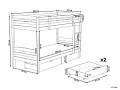 Beliani Poschodová posteľ s úložným priestorom 90 x 200 cm tmavé drevo REGAT