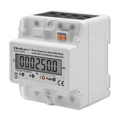 Qoltec Trojfázový elektronický merač | Merač spotreby energie na DIN lištu | 400V | LCD | 4P