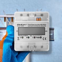 Qoltec Trojfázový elektronický merač | Merač spotreby energie na DIN lištu | 230V | LCD | 4P