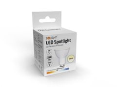Solight LED žiarovka bodová PAR16 3W, GU10, 4000K, 260lm, studená biela