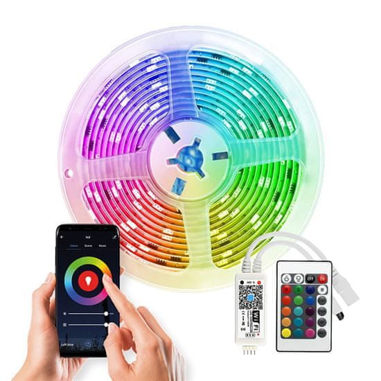 Solight Wifi Smart LED svetelný pásik, RGB+CCT, 5m, adaptér, diaľkový ovládač