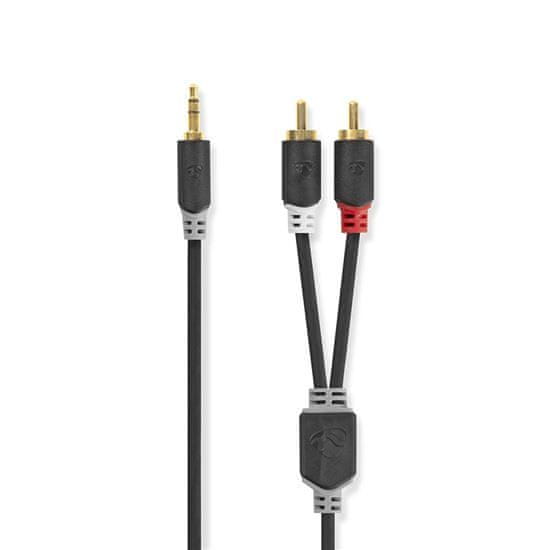 Nedis Stereo audio kábel, 3,5 mm konektor - 2x RCA konektor, pozlátené, 3m