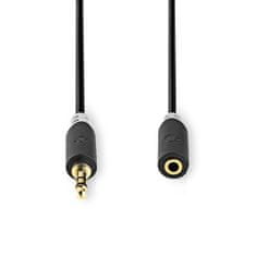 Nedis Stereo audio kábel, 3,5 mm konektor - 3,5 mm zásuvka, pozlátené, 1m