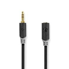 Nedis Stereo audio kábel, 3,5 mm konektor - 3,5 mm zásuvka, pozlátené, 1m