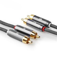 Nedis Stereo audio kábel, 2x RCA konektor - 2x RCA konektor, pozlátené, 2m