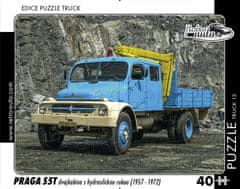 RETRO-AUTA© Puzzle TRUCK č.12 Praga S5T dvojkabína s hydraulickou rukou (1957-1972) 40 dielikov