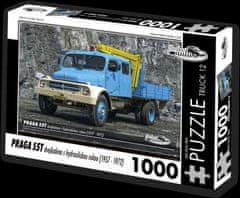 RETRO-AUTA© Puzzle TRUCK č.12 Praga S5T dvojkabína s hydraulickou rukou (1957-1972) 1000 dielikov