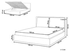 Beliani Zamatová posteľ s úložným priestorom 160 x 200 cm béžová BAJONNA