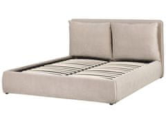 Beliani Zamatová posteľ s úložným priestorom 160 x 200 cm béžová BAJONNA