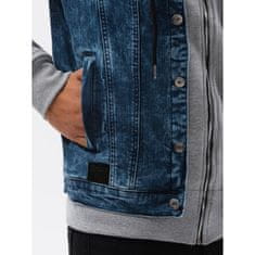 OMBRE Pánska džínsová bunda C322 denim/grey MDN11454 M