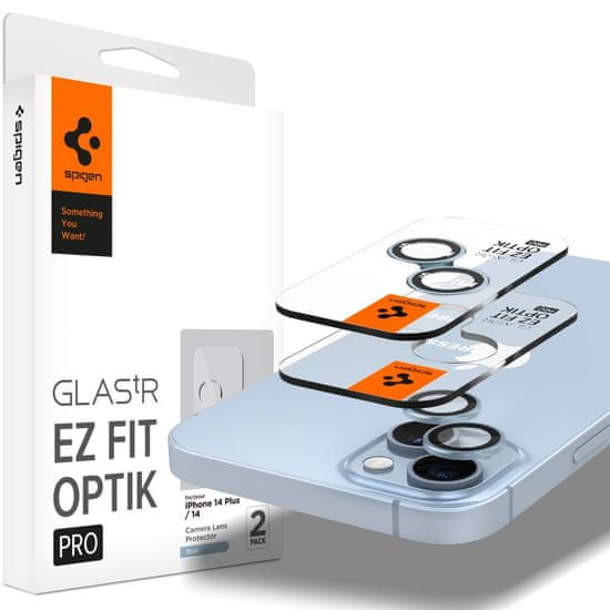 Spigen Ez Fit Optik 2x ochranné sklo na kameru na iPhone 14 / 14 Plus / 15 / 15 Plus, modré