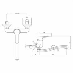 Mereo Zuna drezová batéria nástenná 150 mm s ramienkom plochým vyhnutým 210 mm M-CB301Z - Mereo