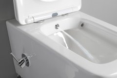 SAPHO PORTO závesná WC misa Rimless, integrovaná batéria a bidet. spŕška, 36x52 cm, biela PZ102RX - Sapho