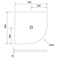 POLYSAN FLEXIA vanička z liateho mramoru štvrťkruh, s možnosťou úpravy rozmeru, 80x80x3cm, R550 - Polysan