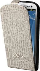 Guess Puzdro / obal na Samsung Galaxy S3 sivé - flip Guess Croco Beige