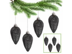 sarcia.eu Čierne šišky na vianočný stromček, vianočné ozdoby 4 ks. 1 balik